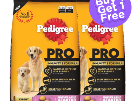 Pedigree PRO Expert Nutrition Lactating Pregnant Mother & Puppy Starter(3 to 12 Weeks) Large Breed Dog Dry Food (Limited Shelf Life) (Buy 1 Get 1) Supply