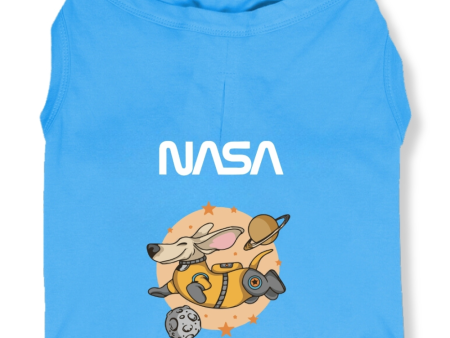 Cutiepaw The Nasa Collection Laika Edition 2 Printed Sleeveless Tshirt for Dogs and Cats (Light Blue) Cheap