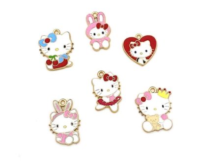 Wholesale 10pcs Cute Kitten Cartoon Alloy Oil Drop Diy Pendant Online Hot Sale