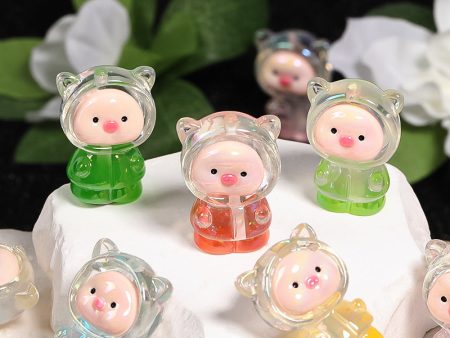 Wholesale Glow-in-the-dark Cartoon Pocket Pig Vertical Hole Beading DIY Loose Bead Accessories Online now