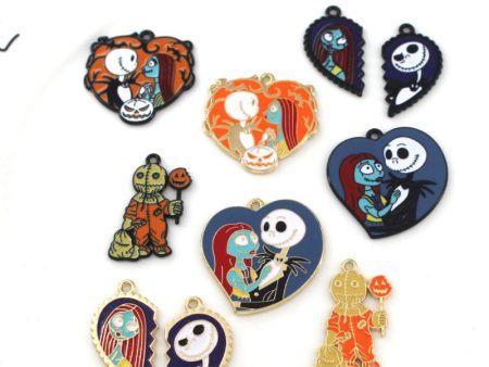 Wholesale 10pcs Funny Skull Ghost Cartoon DIY Alloy Oil Drop Pendant Cheap