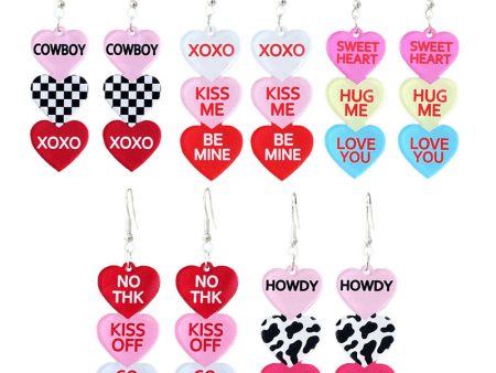 Wholesale Valentine s Day Word Candy Multicolor Heart Acrylic Denim Love Earrings Online now