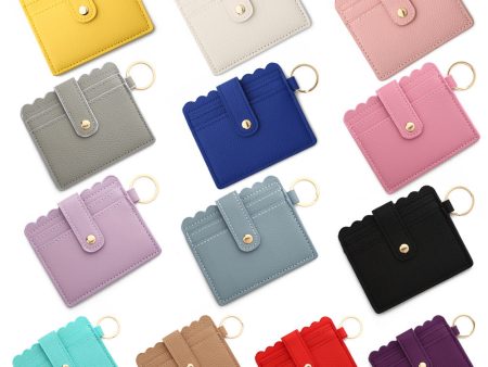 Wholesale Solid Color PU Leather Card Holder Multi-Card Keychain Online Hot Sale