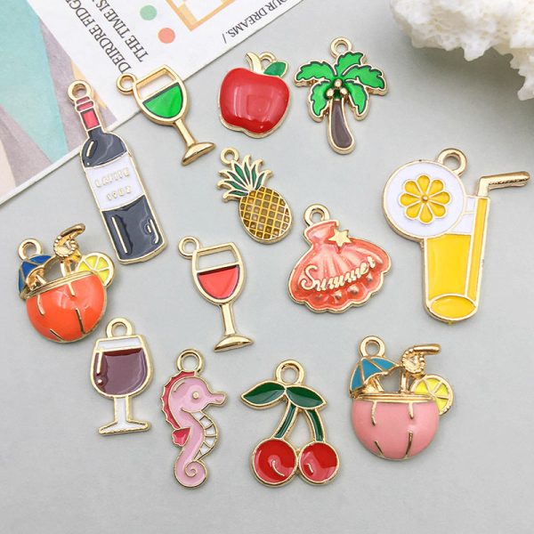 Wholesale 1 New Oil Dripping Alloy Colorful Simulation Apple Cherry DIY Pendant Sale