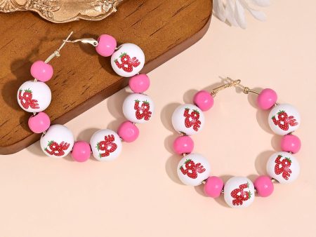 Wholesale Valentine s Day Romantic Love Love Print Wooden Bead Earrings Sweet Personality Beaded Hollow Ear Ring Ear Online now