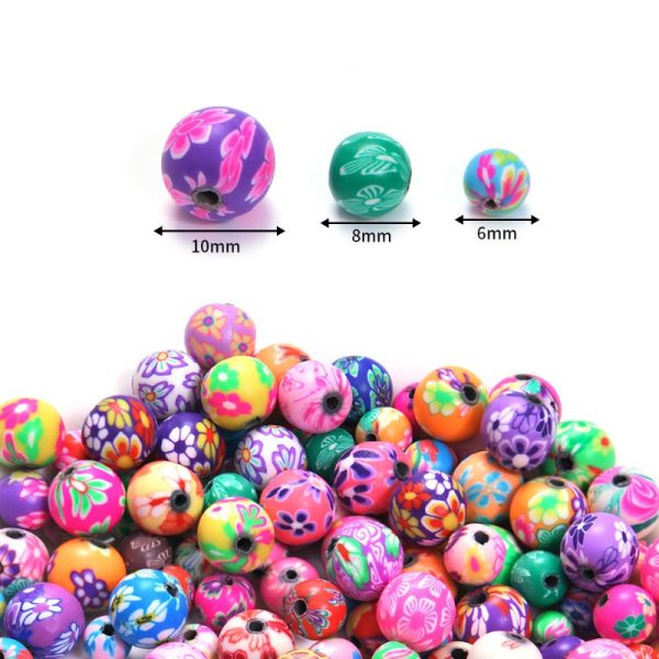 Wholesale 50pcs 6-12mm Printed Round Colored Polymer Clay Diy Beads Online Hot Sale