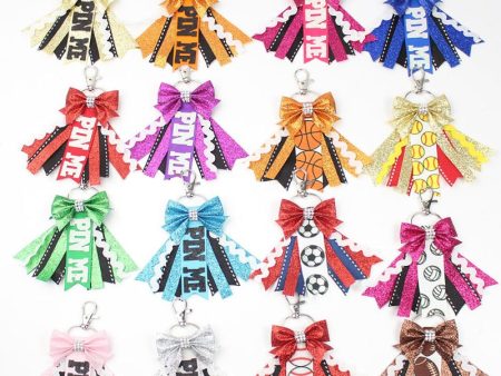 Wholesale 5pcs Teen Cheerleader Bow Lanyard Ribbon Keychains For Cheap