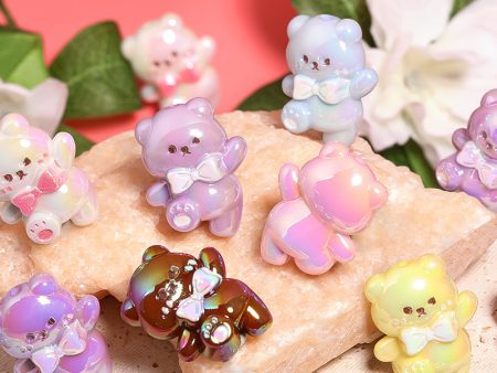 Wholesale Cute Cartoon Cream Bouncing Bear Acrylic Bear DIY Vertical Hole Beads Supply