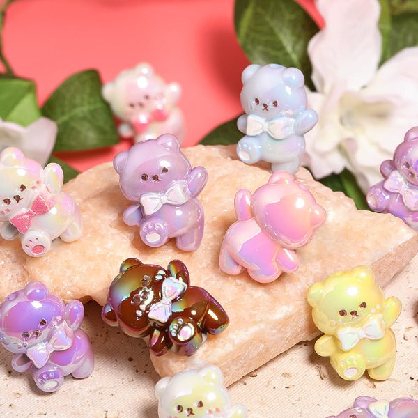 Wholesale Cute Cartoon Cream Bouncing Bear Acrylic Bear DIY Vertical Hole Beads Supply