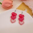 Wholesale Valentine s Day Love Dwarf Earrings Flamingo Love Semi-round Plaid Acrylic Earrings for Women Online