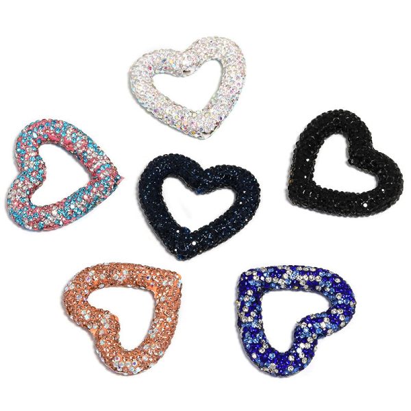 Wholesale 10pcs Rhinestone Colored Hollow Love Clay Beads Heavy Industry Cute Beads DIY Online