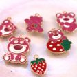 Wholesale 10pcs Cartoon Bear Strawberry DIY Handmade Alloy Oil Drop Pendant Pendant For Sale