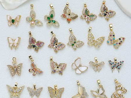 Wholesale Fashion Personality High-grade Copper Gold-plated Color Zirconium Butterfly Diy Necklace Pendant Online