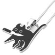 Wholesale stainless steel creative knife cat tag keychain personality fashion cartoon titanium steel drop oil necklace pendant on Sale