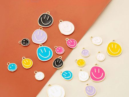 Wholesale Oil Drop Pendant Asymmetrical Funny Smiley Face Pendant Earrings Necklace Personality Pendant DIY Jewelry Accessories For Sale