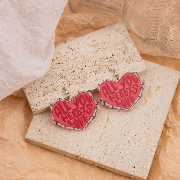 Wholesale Valentine s Day Love Dwarf Earrings Flamingo Love Semi-round Plaid Acrylic Earrings for Women Online