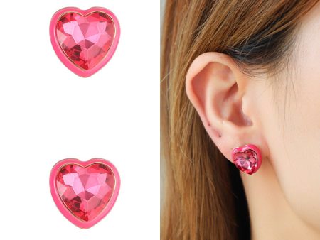 Wholesale Valentine s Day love peach two-piece earrings Women s European and American fashion semi-precious stone drop oil earrings Supply