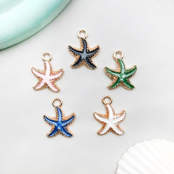 Wholesale 1 New Colored Drip Oil Alloy Simulation Shell Starfish Series DIY Pendant Discount