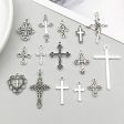 Wholesale 1 Antique Silver Alloy Cross Series Simulation Heart Cross DIY Pendant For Cheap