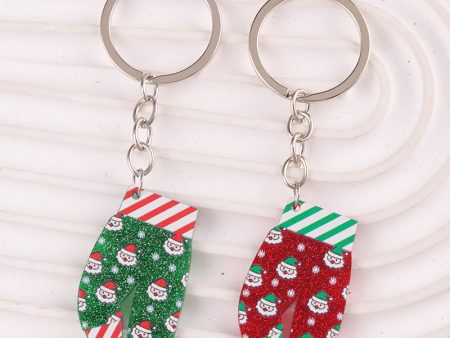 Wholesale Cartoon Fun Funny Colorful Christmas Pants Acrylic Fashion Christmas Santa Claus Keychains Hot on Sale