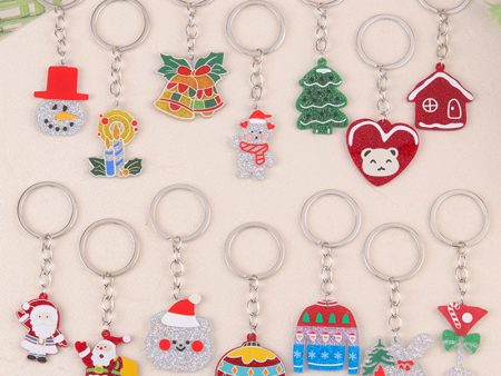 Wholesale Cartoon Christmas Series Santa Bear Acrylic Simple Sweater Bell Keychains For Sale