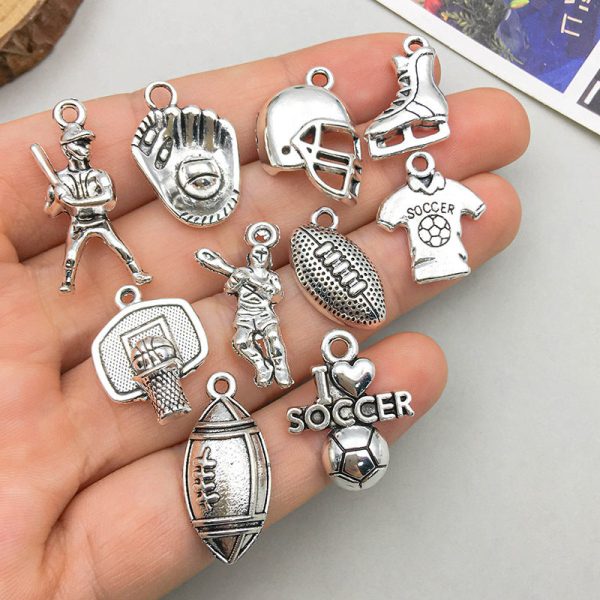 Wholesale 1 Antique Silver Alloy Simulation Rugby Baseball Series DIY Pendant For Cheap