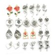 Wholesale 1 Retro Drip Oil Silver Alloy Rose DIY Pendant Hot on Sale