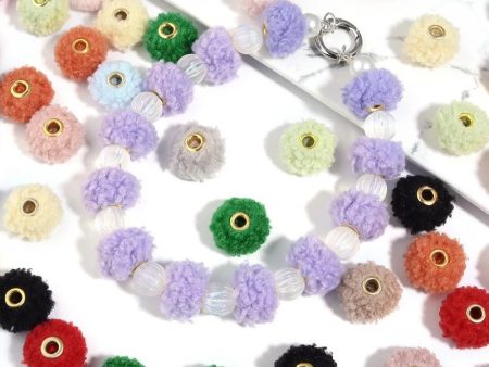 Wholesale10pcs Imitation Teddy Velvet Curly Colored Straight Hole Spacer Beads on Sale