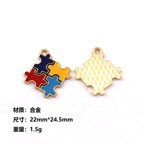 Wholesale 10pcs Irregular Puzzle DIY Alloy Oil Drop Earrings Pendant Keychain Pendant Jewelry Accessories Sale