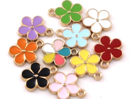 Wholesale 10pcs Small Flower Diy Alloy Oil Drip Keychain Pendant For Cheap