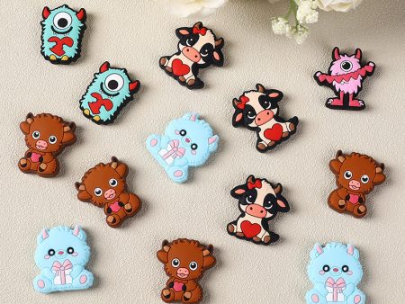 Wholesale 20pcs Creative Valentine s Day Teether Children s Food Grade Material Cartoon Animal Silicone Beads Supply