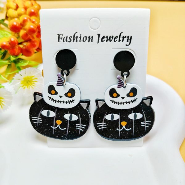 Wholesale  Hot sale Halloween Horror Ghost Acrylic Fashion Personality Print Earrings For Sale