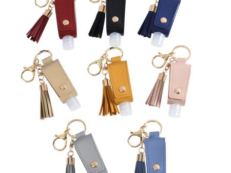 Wholesale Tassel Hand Sanitizer Leather Case  Portable Disinfectant PU Leather Case  Keychains Online now