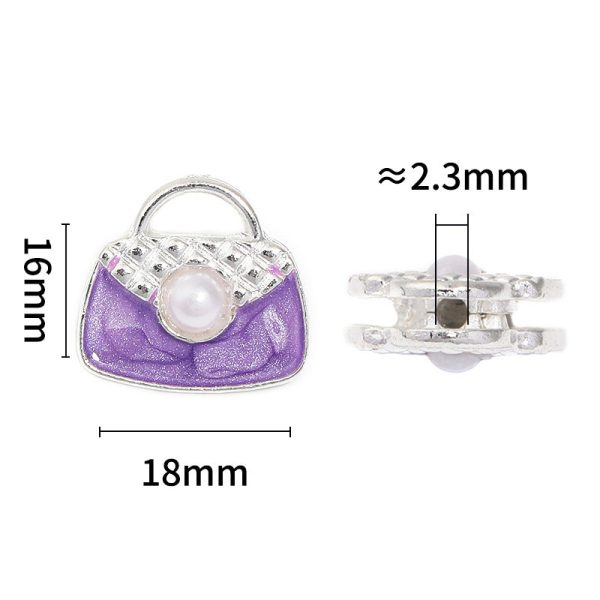 Wholesale 20pcs Heavy Double-sided Pearl Handbag Alloy Through-hole Diy Cute Beads on Sale