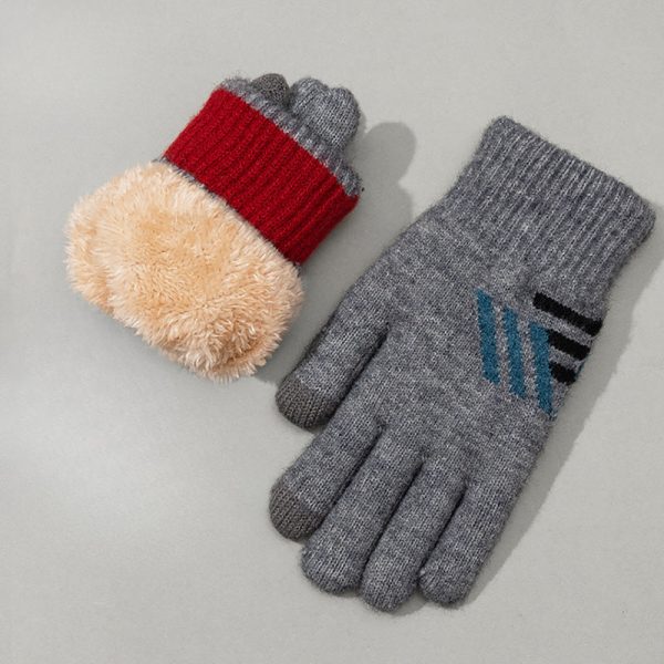 Wholesale Winter Riding Electric Bike Warm Windproof Cold Double Layer Thickened Knitted Touch Screen Wool Plus Velvet Gloves Online Hot Sale