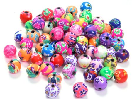 Wholesale 50pcs 6-12mm Printed Round Colored Polymer Clay Diy Beads Online Hot Sale