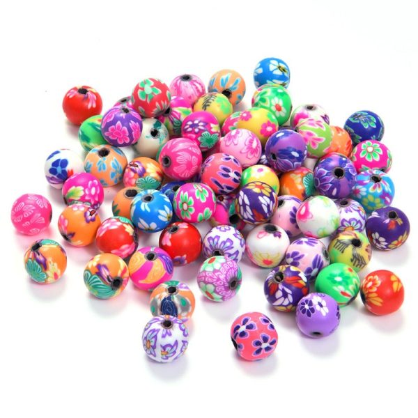 Wholesale 50pcs 6-12mm Printed Round Colored Polymer Clay Diy Beads Online Hot Sale