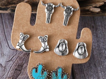 Wholesale 4pcs pack  Cool Cow Boots, Hat Stud Earrings For Sale