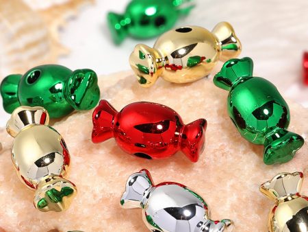 Wholesale 100pcs Acrylic Electroplated Christmas Candy Straight Hole DIY Beads Online Sale