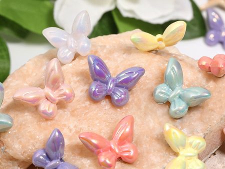 Wholesale 100pcs Macaron Color Three-dimensional Butterfly Acrylic Dynamic Wings Vertical Hole DIY Beads Online now