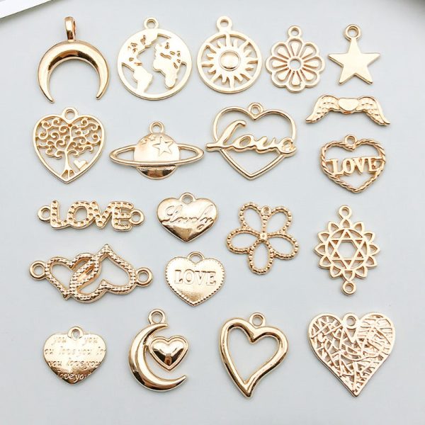 Wholesale 1 KC Gold Alloy Simulation Heart Letter Series DIY Pendant Discount