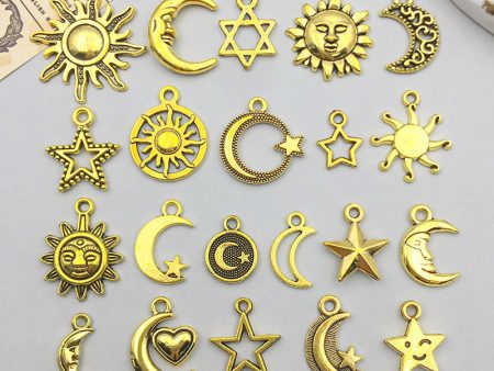 Wholesale 1 Antique Gold Alloy Simulation Sun, Moon, Stars DIY Pendant Hot on Sale