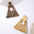 Wholesale 1 Pair of Fashionable and Exaggerated Metal Geometric Leopard Print Quadrilateral Large Earrings Fashion