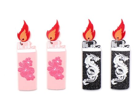 Wholesale 5pcs pack Flower Acrylic Flame Lighter Vintage Earrings Supply