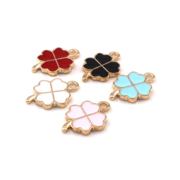 Wholesale 10pcs Four Color Lucky Clover Diy Alloy Oil Drop Pendant For Sale