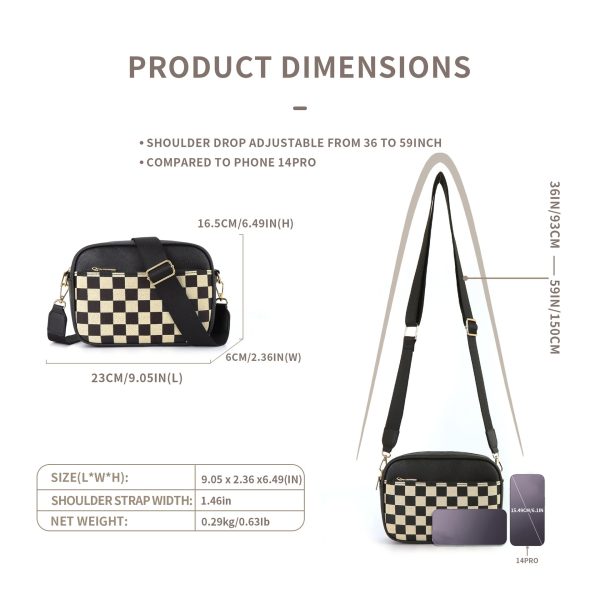 Wholesale Checkered Checkered Colorblock Zipper Shoulder Bags Online