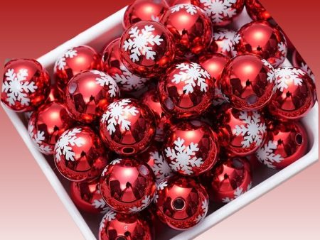 Wholesale 100PCS PACK 16mm Christmas Red Snowflake Acrylic DIY Beads on Sale