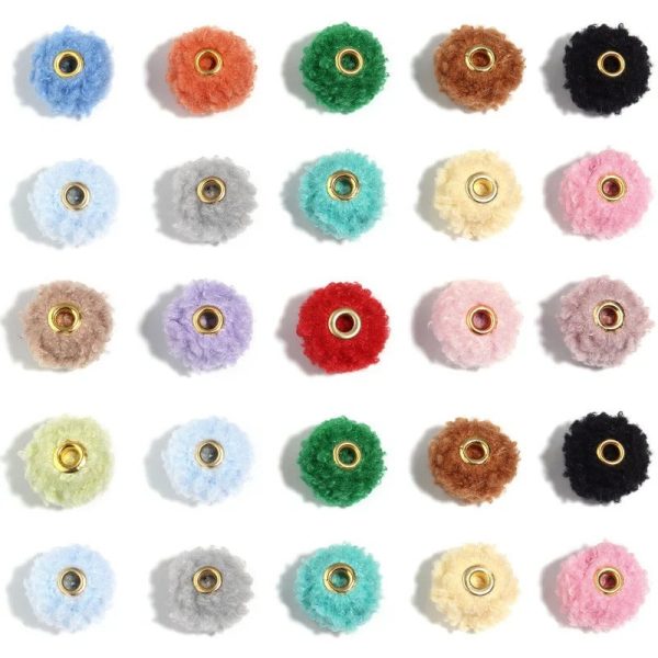 Wholesale10pcs Imitation Teddy Velvet Curly Colored Straight Hole Spacer Beads on Sale