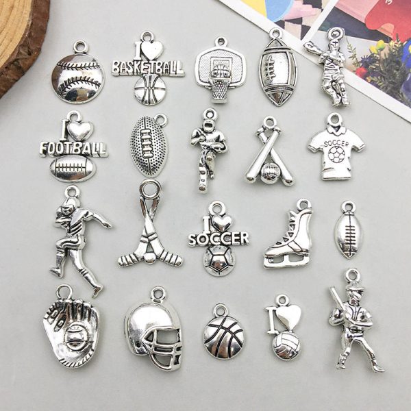 Wholesale 1 Antique Silver Alloy Simulation Rugby Baseball Series DIY Pendant For Cheap