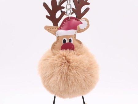 Wholesale Winter Christmas Deer Hairball Cute Elk Plush Keychains For Discount